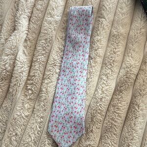 Thomas Pink Floral Tie in Light Gray and Red